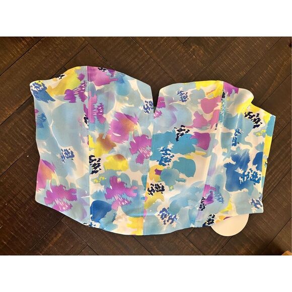 Princess Polly Kianni Strapless Top Blue Floral Size 12 New - Picture 5 of 8